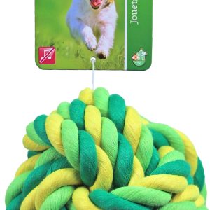 Boon hondenspeelgoed touwbal katoen groen/geel 10 cm - Afbeelding 1