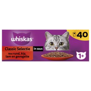 Whiskas Classic selectie in saus maaltijdzakjes 40x - Afbeelding 1