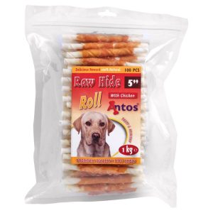 Antos Raw Hide Chicken Roll 13cm 100 stuks - Afbeelding 1